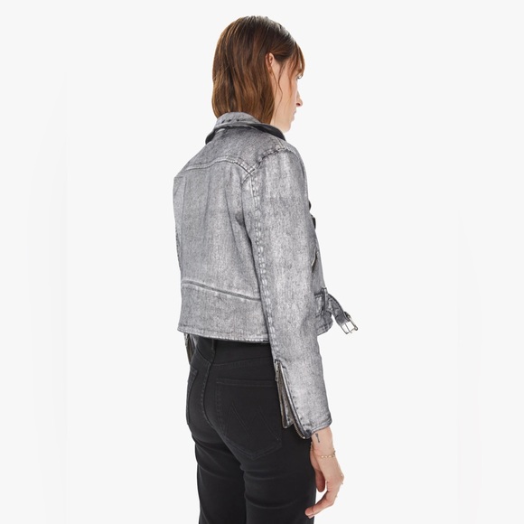 NWT Mother Denim The Moto Jacket Friday Night Freestyle in Metallica Silver - Picture 4 of 9